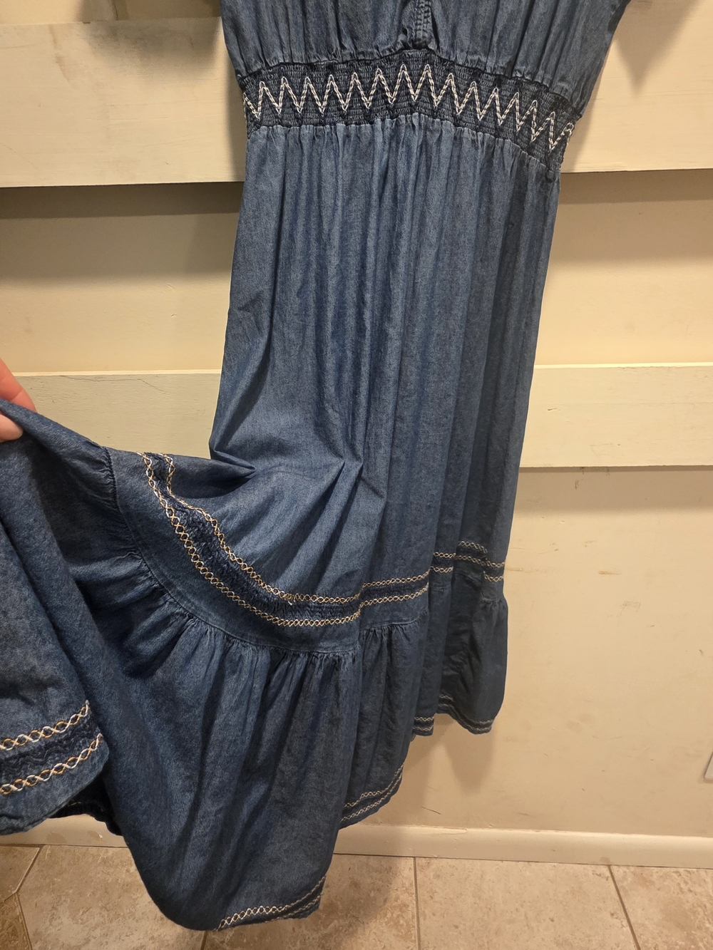 Anthropologie LAPIS Tiered Denim Maxi Dress - Picture 6 of 7